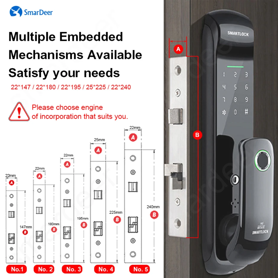 Smardeer Elektronisch Slot Voor Tuya Smart Lock Met Biometrisch Vingerafdrukslot 5-In-1 Keyless Entry Cijferslot Met Code