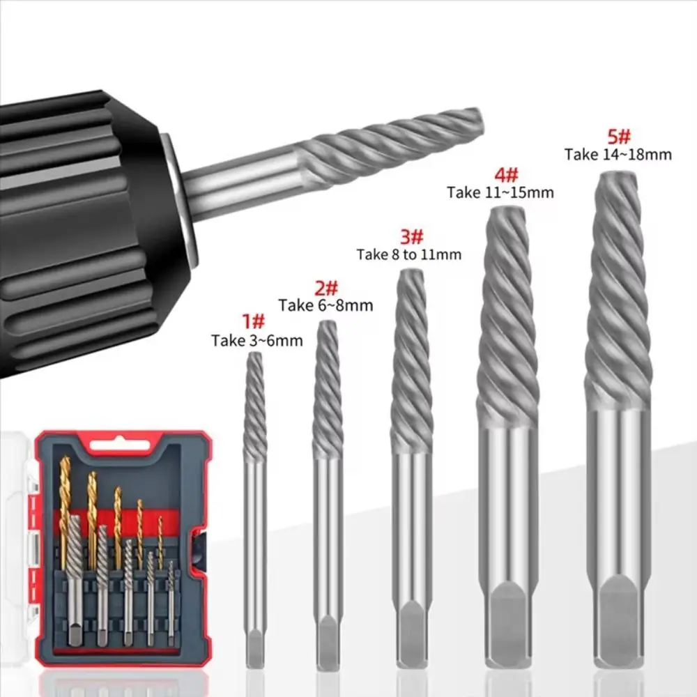 Left Hand Drill Bit Set Save Time Square Head Broken Screw Extractor Set Strong Bite Force Smooth Chip Removal Tap Removal Tool
