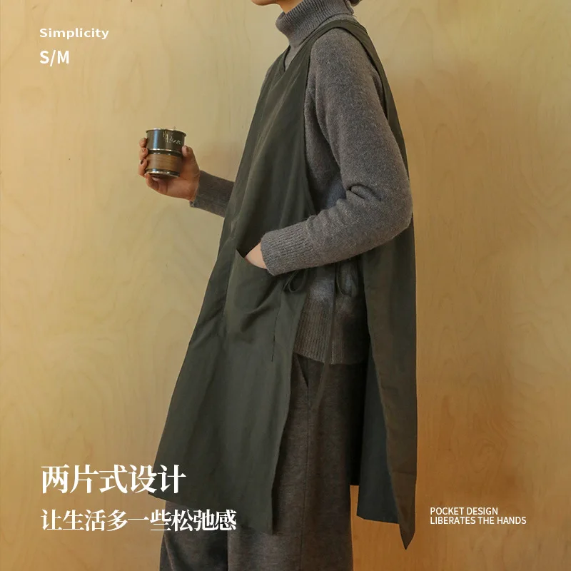 

Длинный жилет против грязи, водонепроницаемый кухонный фартук с карманами, женский фартук для рисования, приготовления пищи, работы, фартук для маникюрного салона, красоты H2