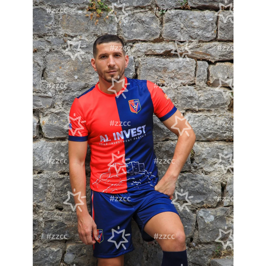 

25-26 Албания Категория Superiore KF Vllaznia домашняя футбольная майка Спортивная быстросохнущая мужская футболка Детская одежда Футболка Y2k