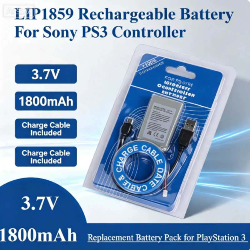 PS3 LIP1859 Battery 1800mAh 3.7V Rechargeable Batteries for Sony Playstation 3 PS3 Controller Game Replacement Lithium Battery
