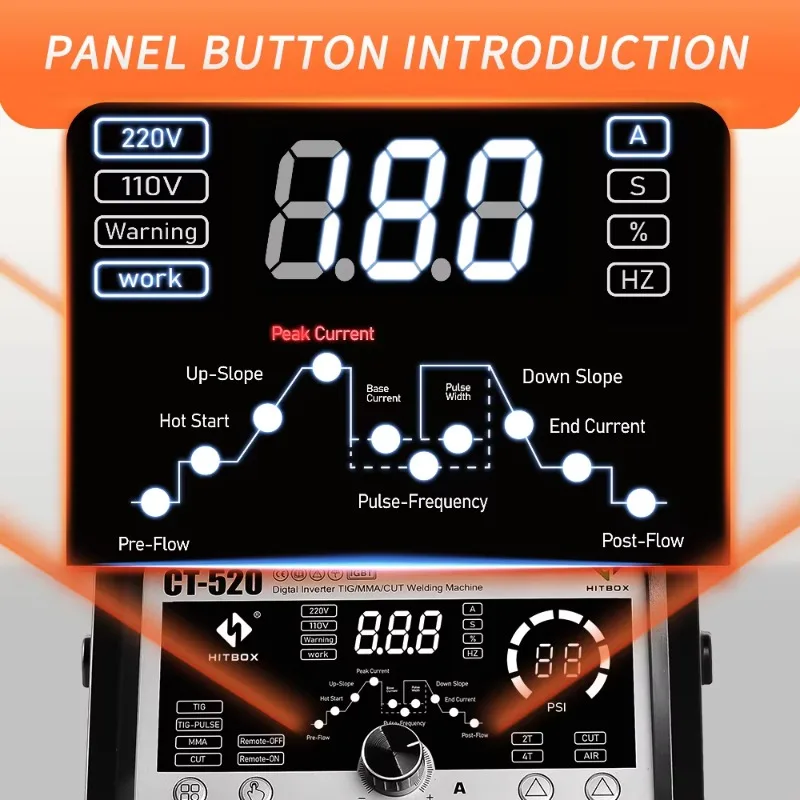 4in1 Plasma Cutter/TIG/ TIG Pulse/MMA CT520 Welding Machine Digital Control Portable Welder Machine