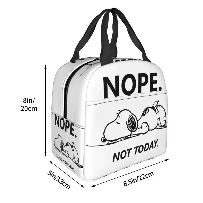 Custom Snoopys Nope Not Today Insulated Lunch Tote Bag for Women Portable Cooler Thermal Bento Box School