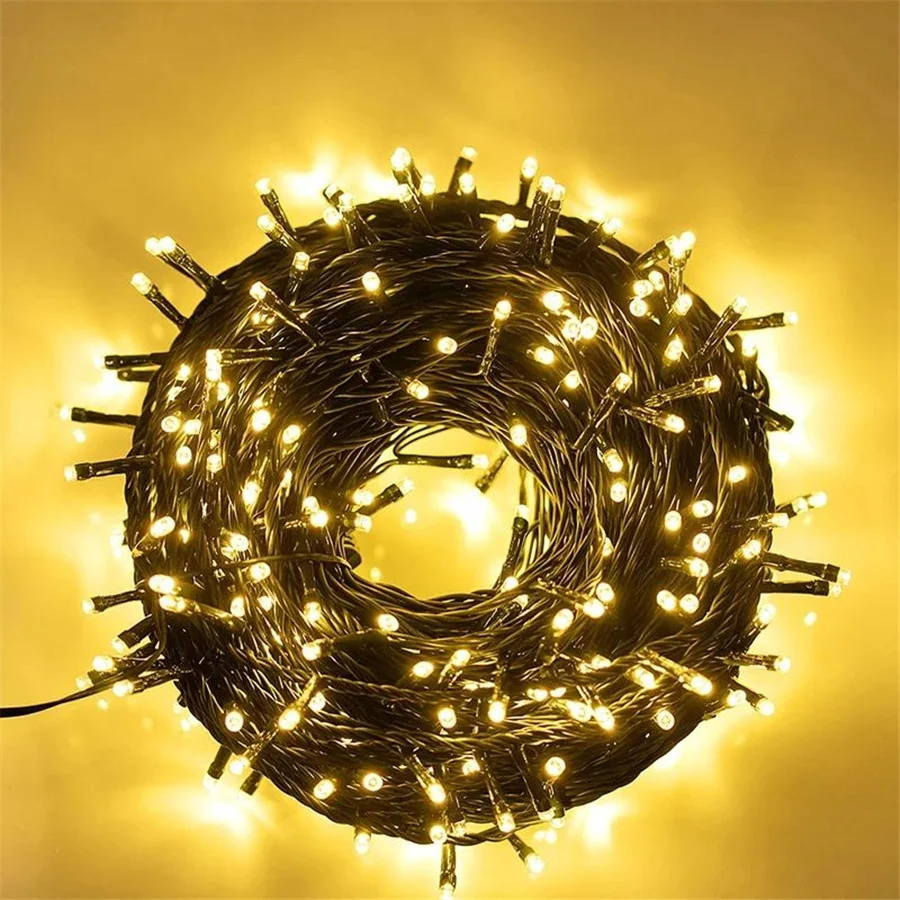 Impermeável LED Christmas Tree Fairy Lights, Jardim ao ar livre String Lights, Wedding Party Guirlanda, Decoração do quintal, 10 m, 20 m, 30 m, 50m