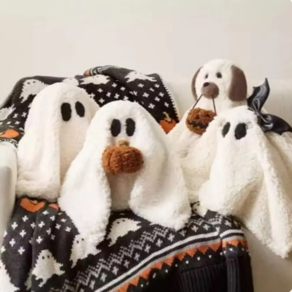 

Забавная милая подушка с призраком и собакой, белая полипропиленовая хлопковая плюшевая игрушка на Хэллоуин, мягкое украшение для комнаты, подушка с летучей мышью для детей