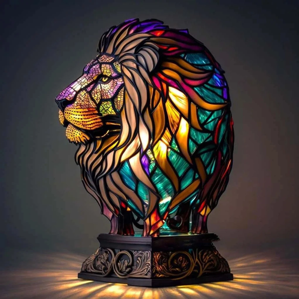 Stylish And Practical Animal Shape Table Lamp Creating Cozy Atmosphere Gift Animal Style Desk Lamp Magic Wolf head