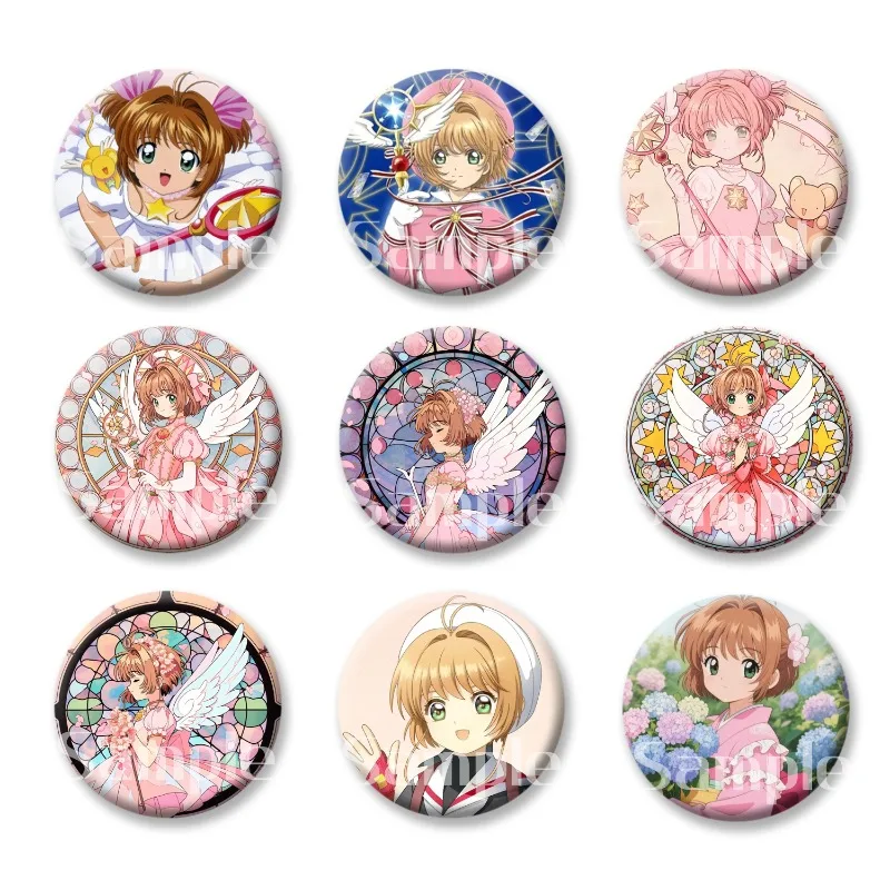 

50mm Anime Brooches Cute Cartoon Card captor Sakura Badge Jacket Jeans Lapel Pin Gift Accessorie