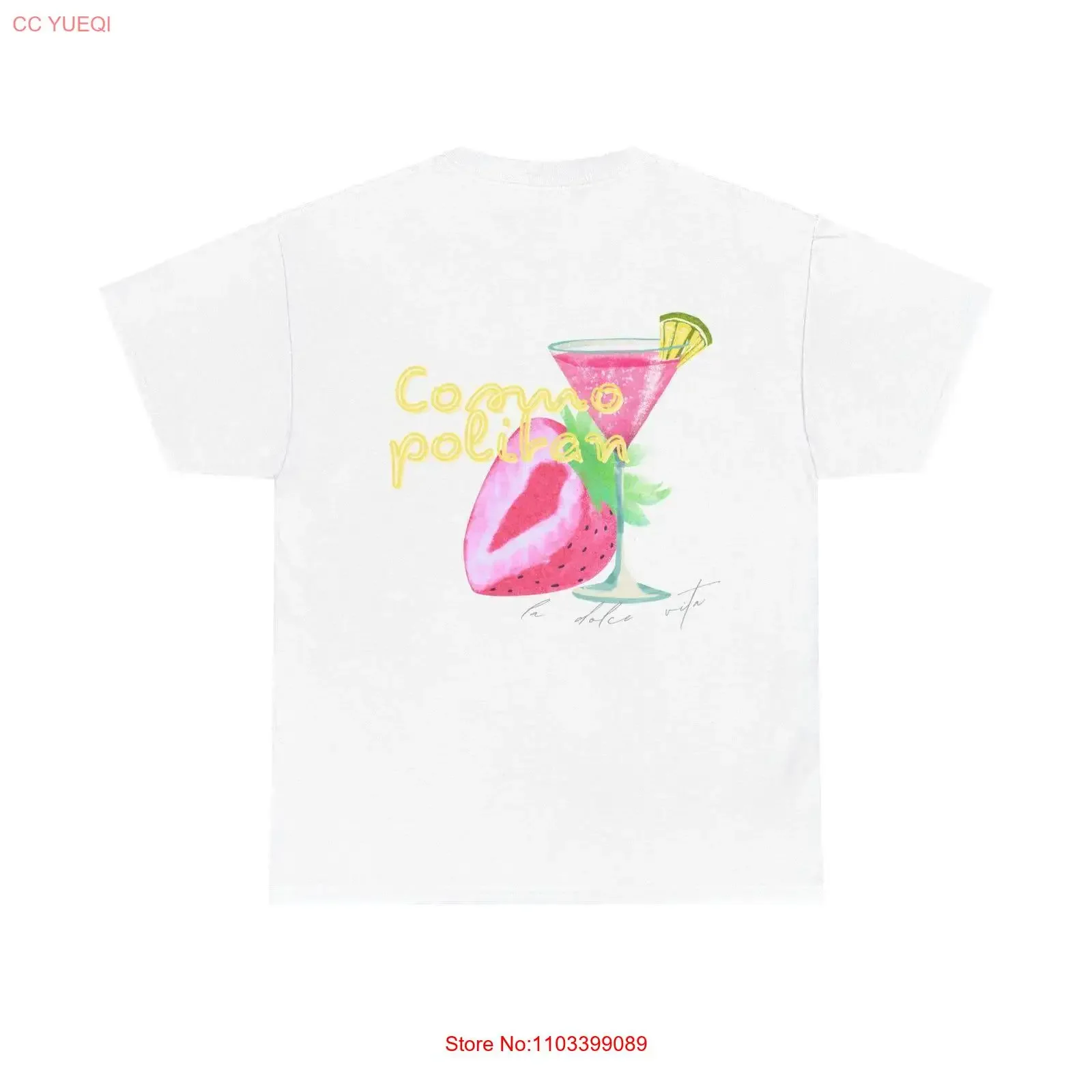Camiseta cosmopolita La Dolce vita de Fabiola vintage Lavado streetwear gráfico Estirado Ligeramente Elegante