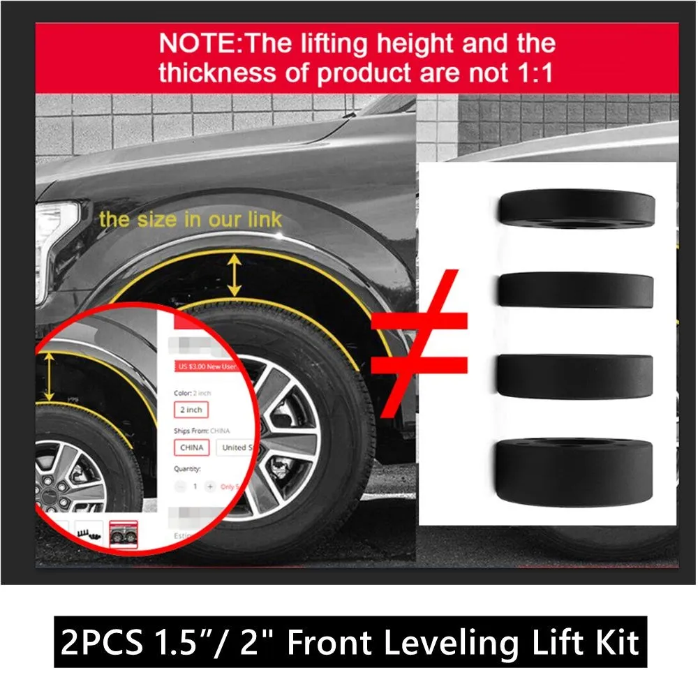 1.5\'\' Inch 2\'\' Incn Black Front Leveling Lift Kit For 2004-2019 Ford F150 2WD And 4WD Strut Spacers Suspension Lifts Kits