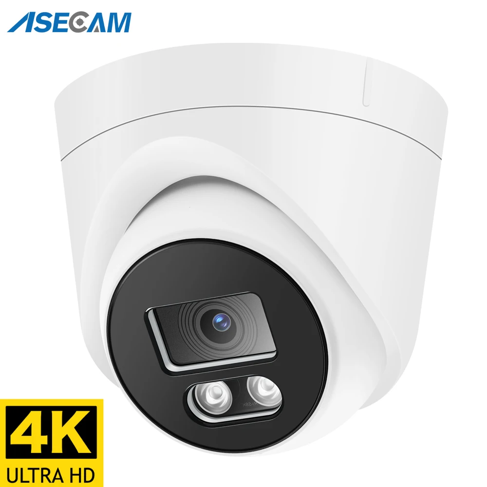 ASECAM 4K 8MP IP Camera Outdoor Audio Recorder POE H.265 Onvif AI Human Detection Color Night Vision CCTV Surveillance Camera