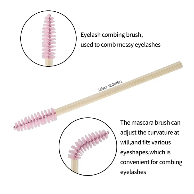 50 pcs Eyelashes Brush Bamboo Eyelash Spoolie Eyebrow Extension Mascara Wands Applicator Eco-friendly Female Makeup Brushes