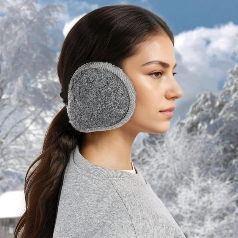 Unisex Warm Knit Earmuffs Winter Outdoor Ear Warmer Thicken Plush Winter Warm Fleece Earmuff Outdoor Warmer Cycling Ear Muffs