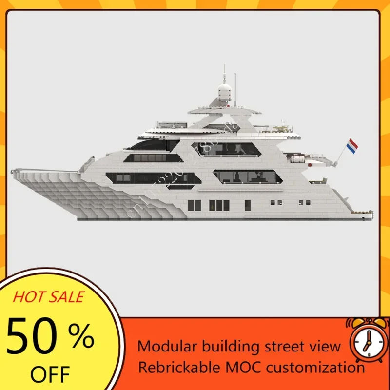 4657PCS Custom MOC Super Yacht Warship Model Technical Set DIY Assembly Creative Kids Assembly Puzzle Toy Xmas Gift