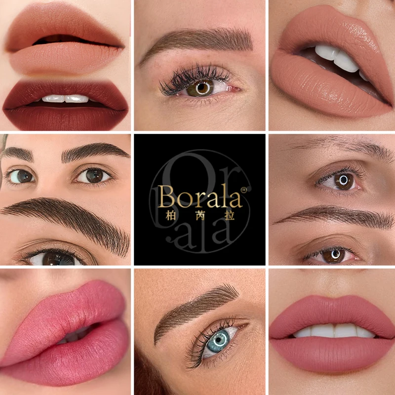 Borala tinta tato Semi permanen, 18ML pigmen tinta tato untuk alis bibir eyeliner perlengkapan seni tubuh tinta Microblading