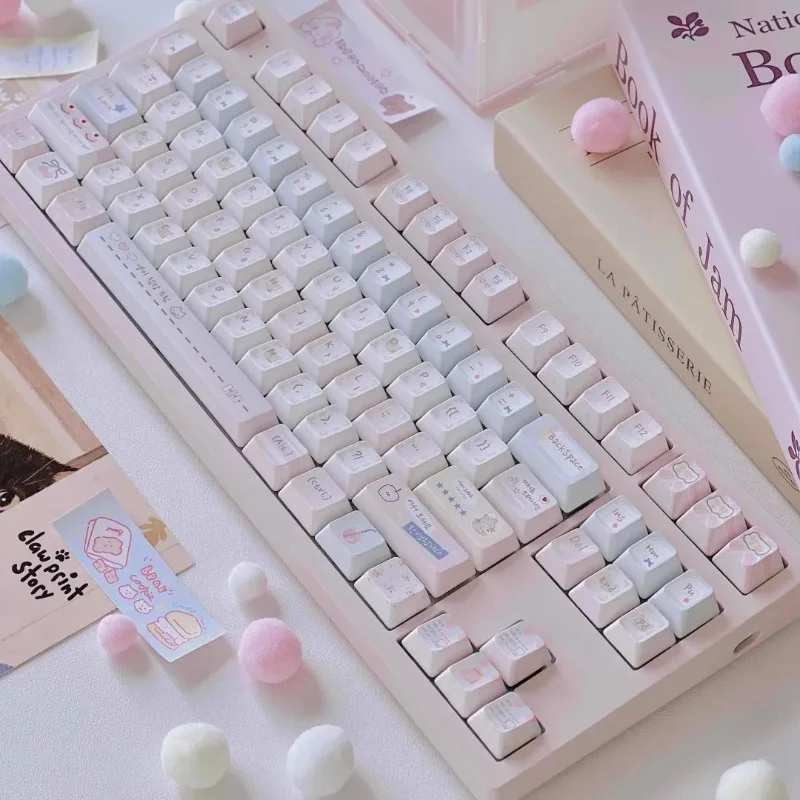 Dessert Supply Station Custom FC Keycaps with High Pink and Cute 1.8-thick PBC Thermal Sublimation Mechanical Keyboard Keycaps