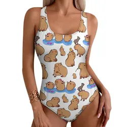 Capybara Print Swimsuit Cartoon Animal Swimwear One Piece Surfing Custom Swimsuits Bathing Suits Lady Push Up Sexy Beach Outfits