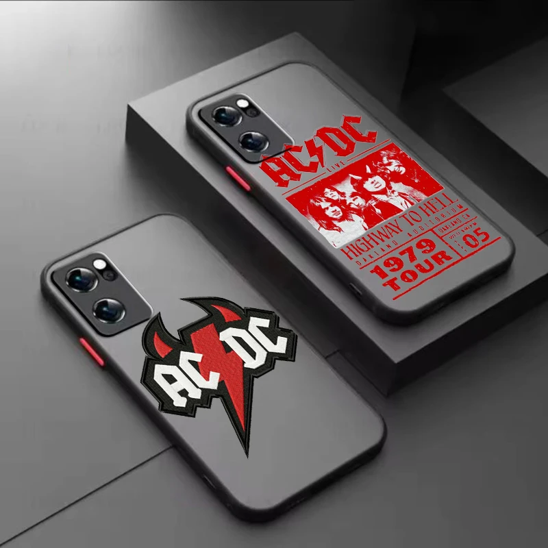 Music acdc Cool For OPPO A98 A96 A94 A78 A77 A76 A74 A72 A57 A56 A55 A53 Frosted Translucent Hard Phone Case