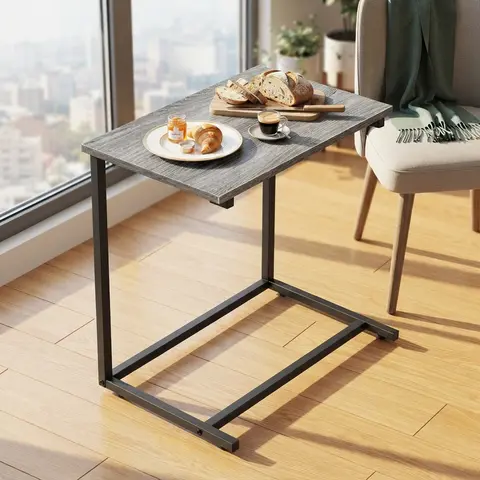 1/2 Packs C Shaped End Table 27 Inches High, Side Table for Couch Slide Under, Sofa Side Table for Living Room