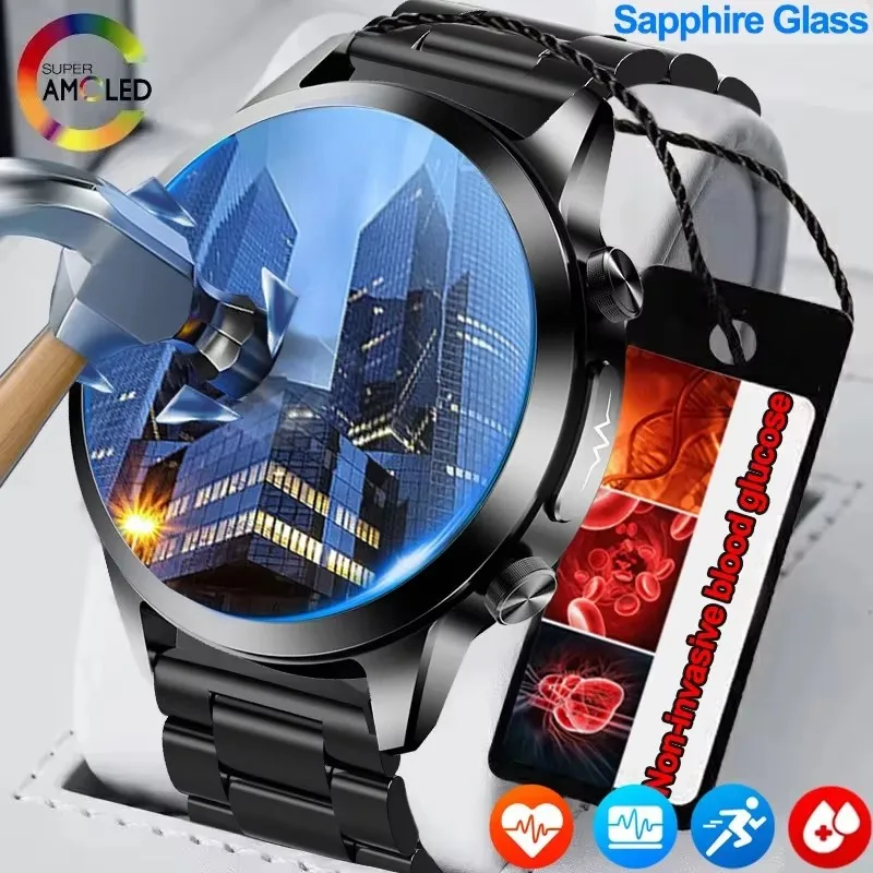 2025 חדש לטיפול לייזר זכוכית ספיר דם גלוקוז חכם גברים cg קצב לב לחץ דם בריאות שעון חכם עבור xiaomi