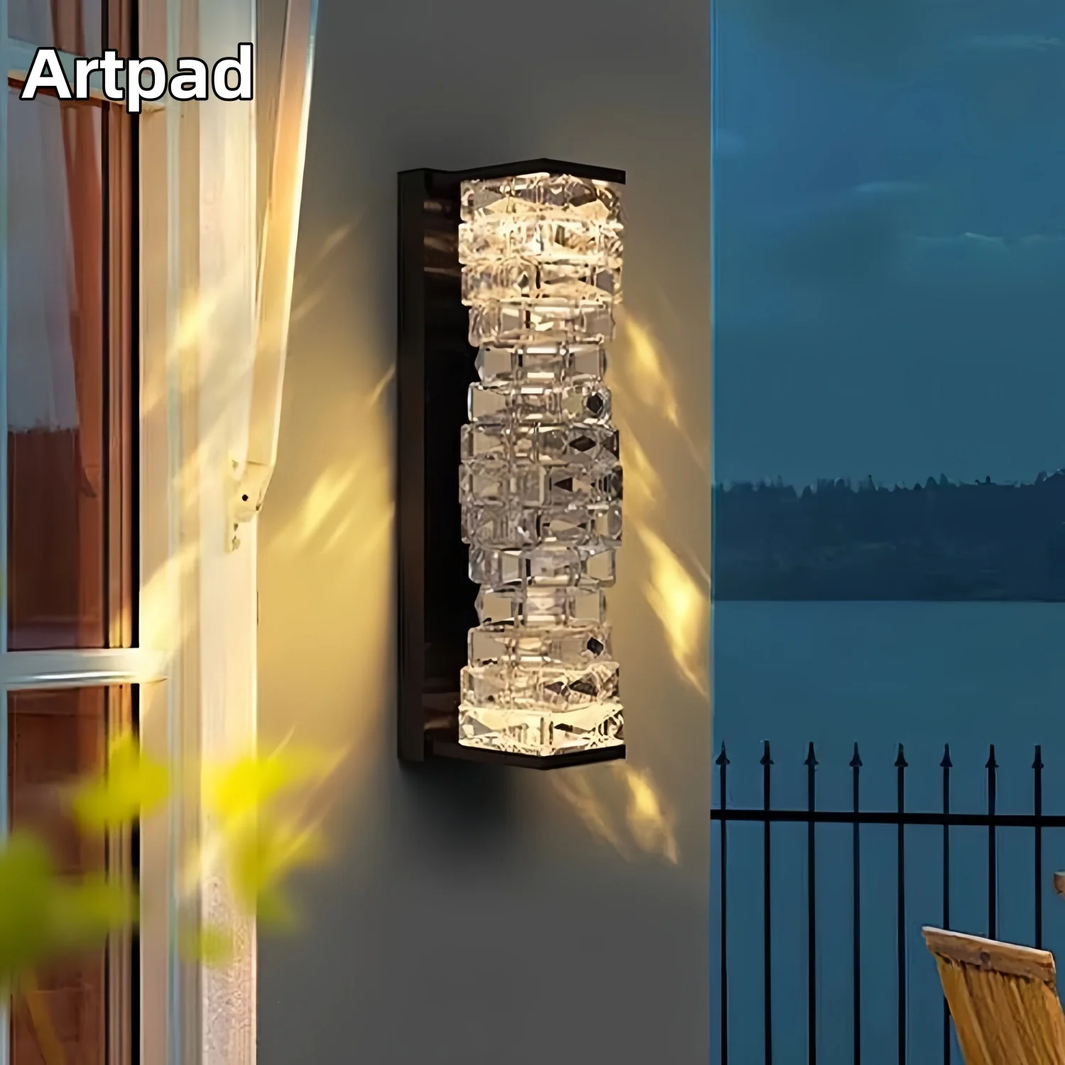 

Outdoor Crystal Wall Lamp IP65 Waterproof Modern LED Wall Light Doorway Garden Decor Villa Balcony Porch Patio Luxury Sconce