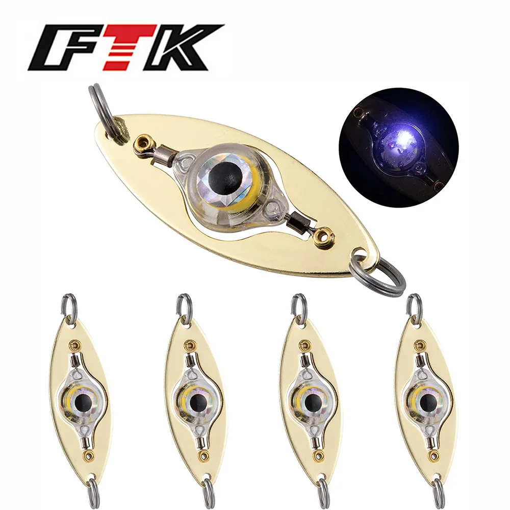 FTK Flash Lamp Artificial Bait 5.5cm/9.2g Rotate LED Deep Drop Underwater Fishing Squid Fish Lure Light Fishing Lamp Halibut Rig