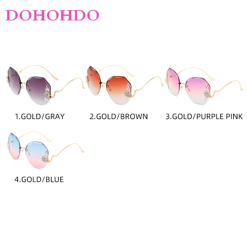 Personality Rimless Sunglasses Women Men Retro Brand Design Polygon Sun Glasses Fashion Trendy Female Street Photography UV400