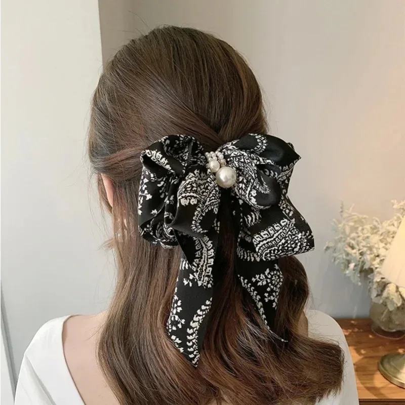 Large bow hair clip back hair clip net red spring clip