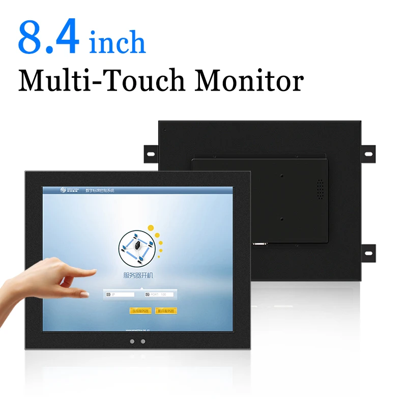 IP65 Portable 8.4 Inch Embeded Industrial Linux Touchscreen Monitor Multi Capacitive Touch Monitor With HDMI DVI VGA BNC AV TV