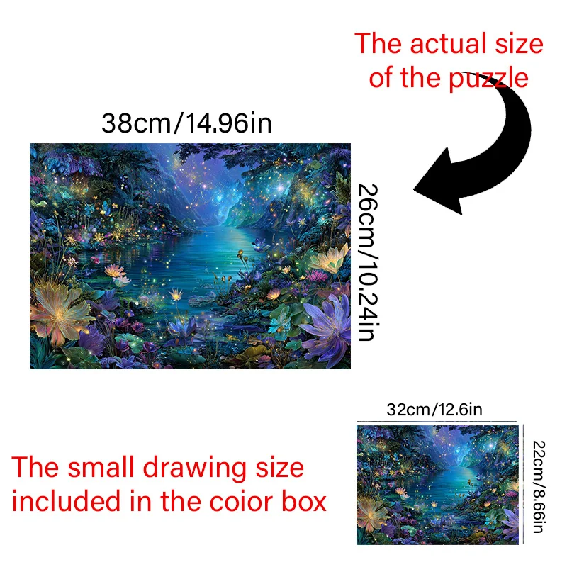 1000pcs Adult Mini Puzzle Box with Vibrant Forest Lake Design - Scratch-Resistant, High Difficulty Level for Grown Ups, Family