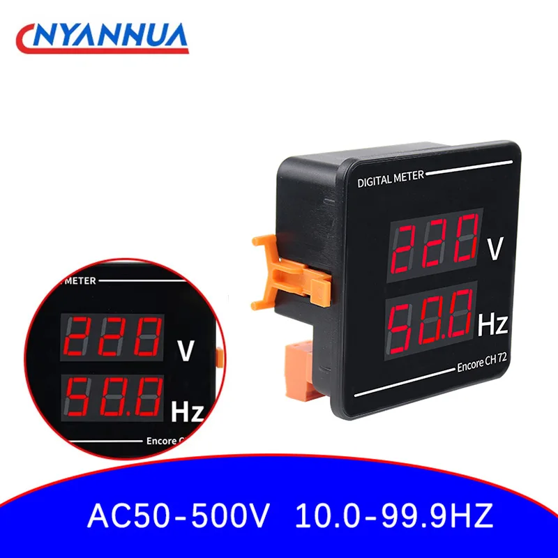 Hertz Digital AC Voltage Power Frequency Combination Meter Embedded Voltmeter AC 50-500V 10.0-99.9Hz