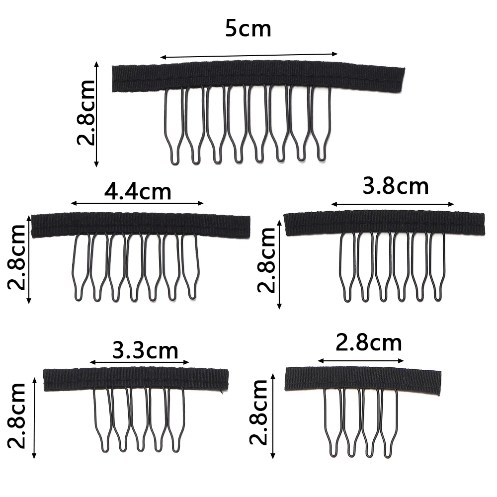 10Pcs Wig Combs To Secure Wig 4-8Teeth Wig Comb Wig Clips With Cloth For Making Wig Caps Steel Material Clips Combs