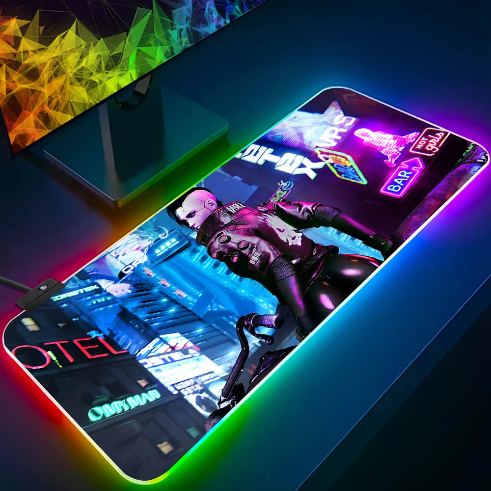 Imagem -01 - Cyberpunks Rgb Led Glowing Mouse Pad Teclado pc Gamer Mousepad Borracha Gaming Computer Mausepad C-cyberpunks cyberpunks rgb led glowing mouse pad teclado pc gamer mousepad borracha gaming computer mausepad c cyberpunks 01