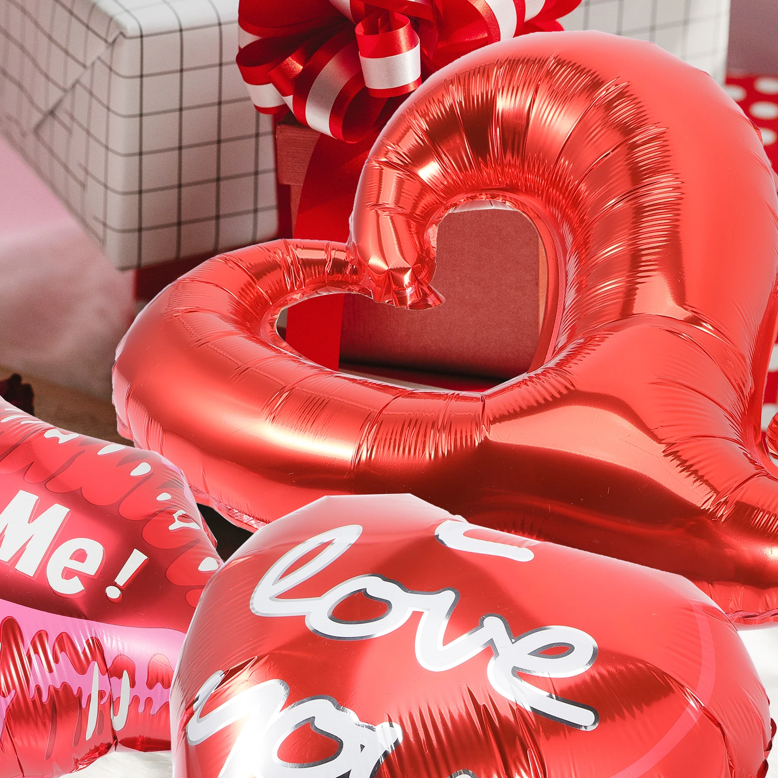 

Aluminum Film Latex Balloons Heart Shaped Red Decoration Wedding Valentines Day Party Supplies Elegant Romantic Photo Prop