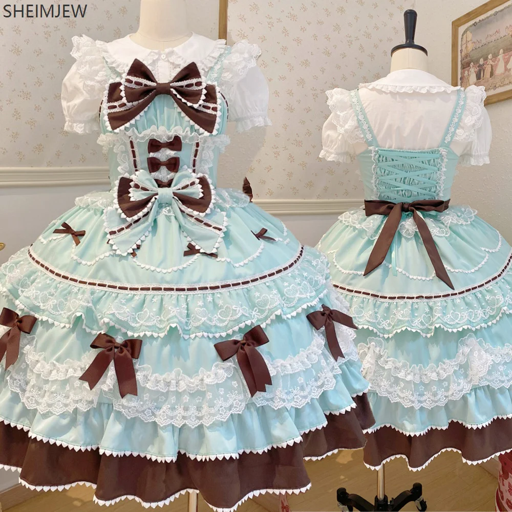 

Pre-sale Lolita Dress Cosplay Costume Cute Jsk Suspender Hat Suit Womens Summer Tea Party Outfits Daily Kawaii Lace Set Sweet