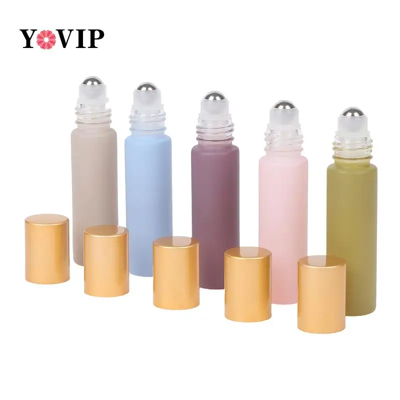 1PC 10ML Thick Macaron Glass Essential Oils Roll On Bottle Metal Roller Ball for Perfume Aromatherapy