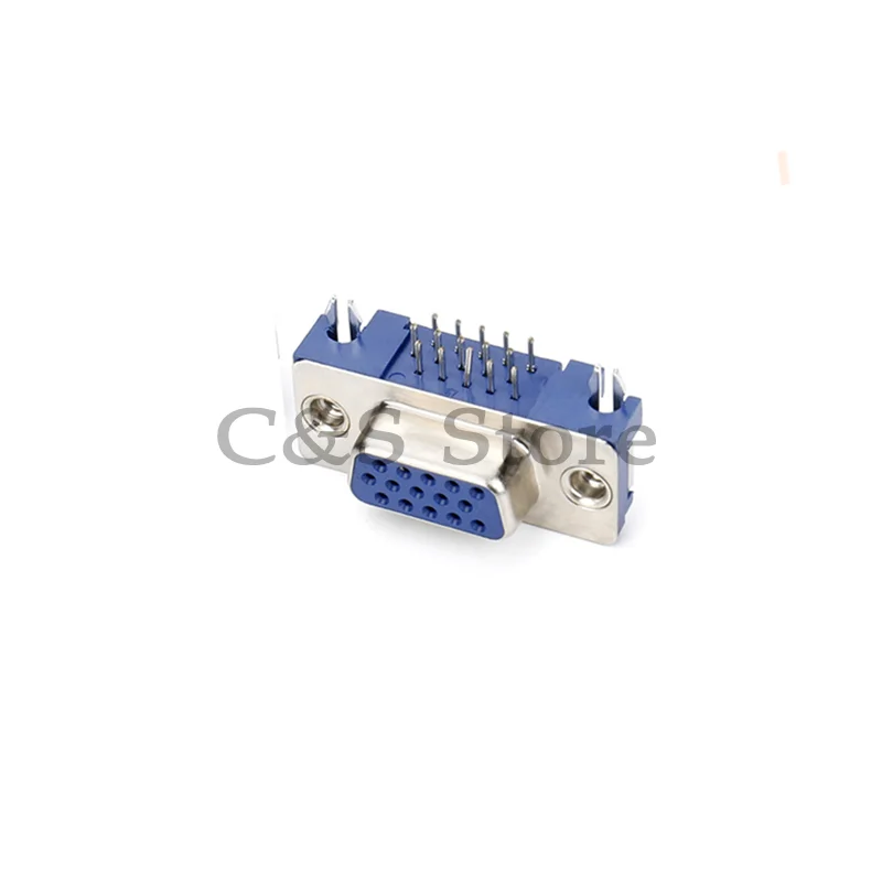 5pcs DB15 DR15 3Rows Blue Parallel Port 15 Pin D Sub Female 15pin PCB 90 Degree Connector DB15 Socket Plug VGA Adapter