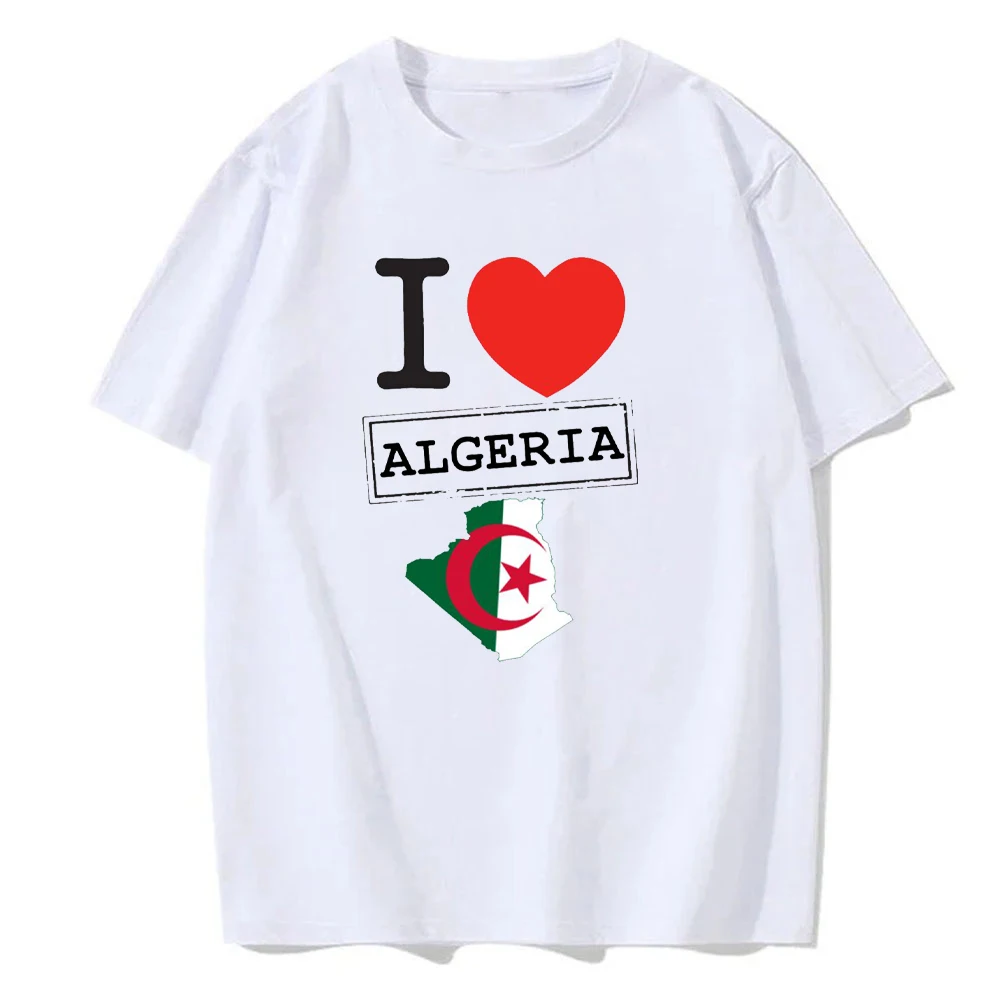 تي شيرت مطبوع عليه علم الجزائر للنساء كاجوال برقبة دائرية وأكمام قصيرة تي شيرت قابل للتنفس متعدد الاستخدامات موسمي جديد كاجوال بسيط #5