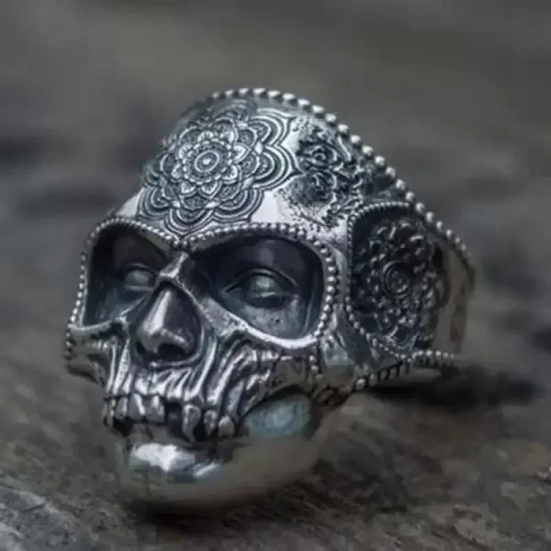 Metal Mask Skull Punk Style for Men's Ring New Retro Gothic  Domineering Rock Party Locomotive Reception Jewelry Gifts Wholesale