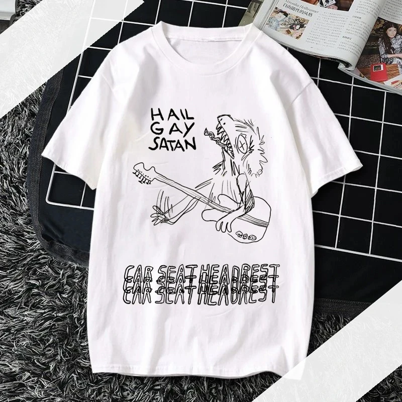 Unisex DMN  Tee Car Seat Music Band Headrest Classic T-shirt Summer Crewneck  Hip Hop Streetwear Harajuku