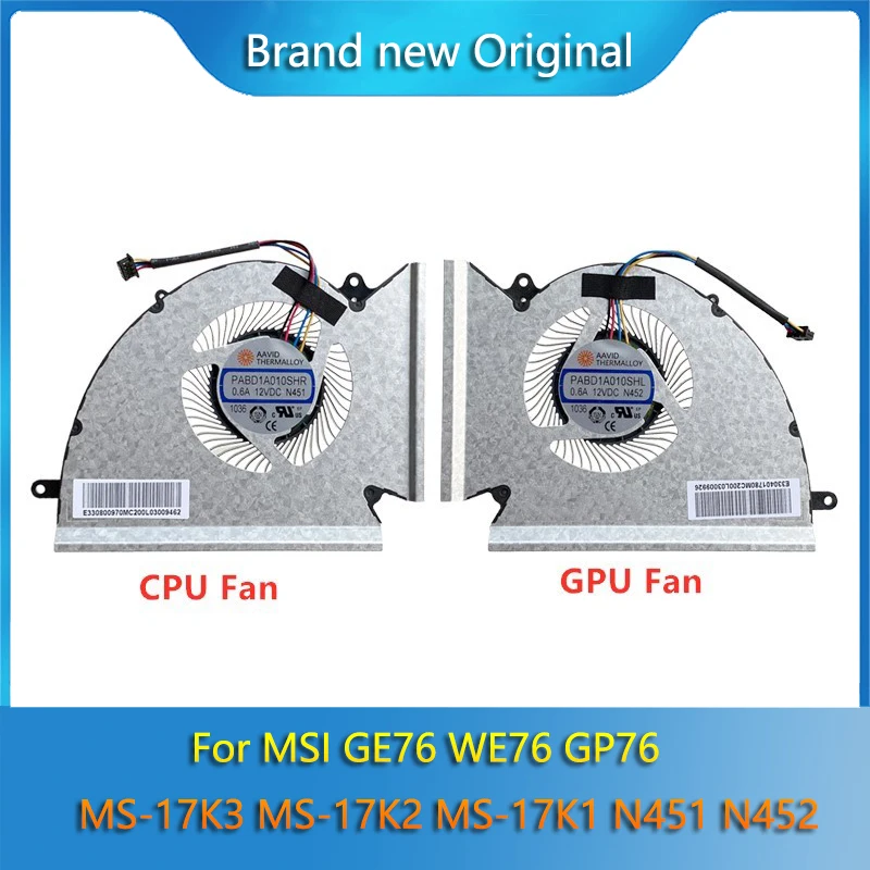 Brand New Original CPU GPU Cooling Fan Radiator For MSI GE76 WE76 GP76 MS-17K3  MS-17K2 MS- 17K1  N451 N452