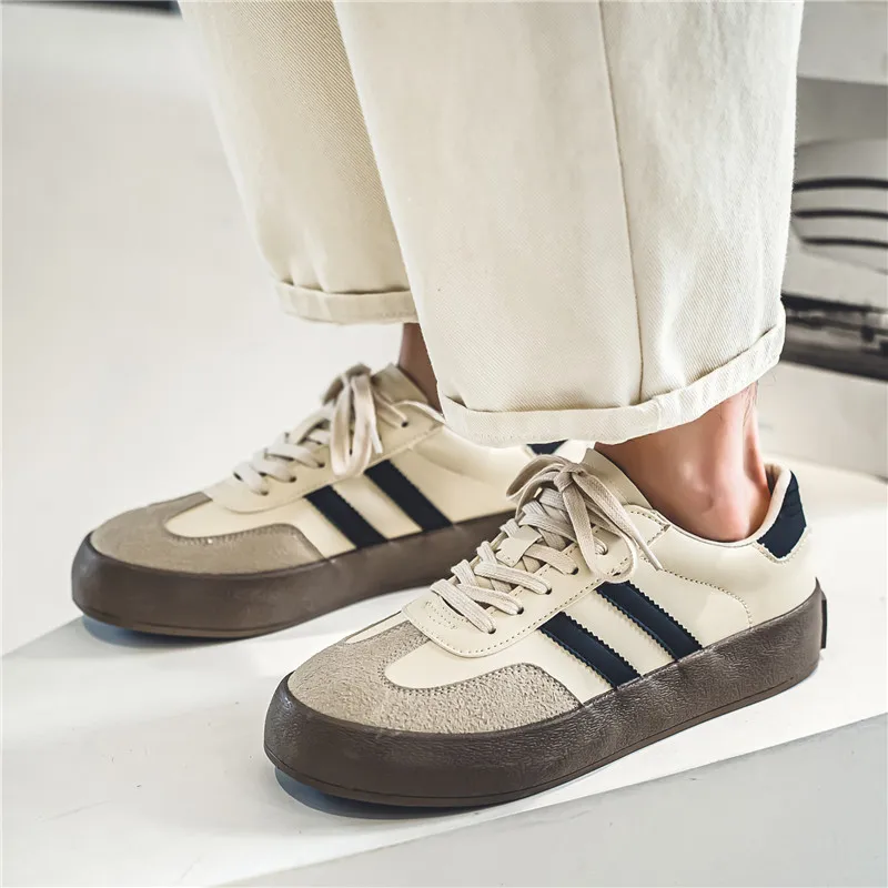 Classic Beige Skateboarding Shoes Men Fashion Comfortable Suede Casual Sneakers Man Breathable Men's Canvas Skateboard Sneakers