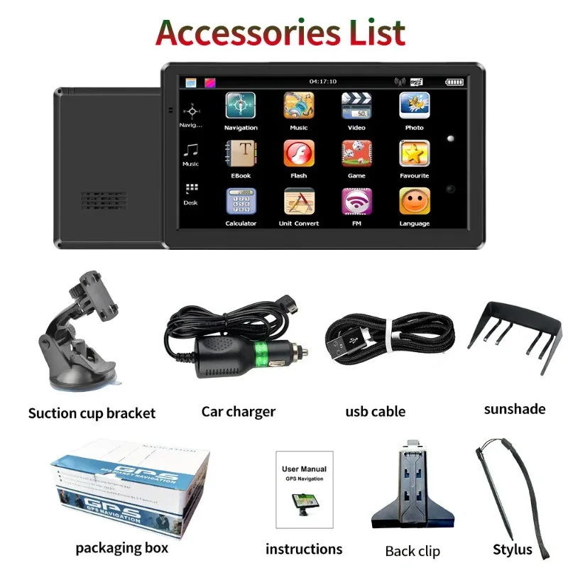 7inch X20-1-S Sunshade 8G+256M Multi-functional touch screen GPS