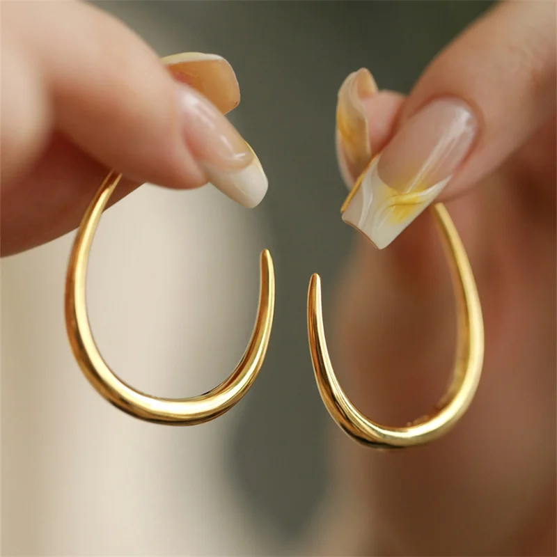 925 Sterling Silver Geometric Water Drop Stud Earrings for Women Girls Party Wedding Jewelry Accessories E001