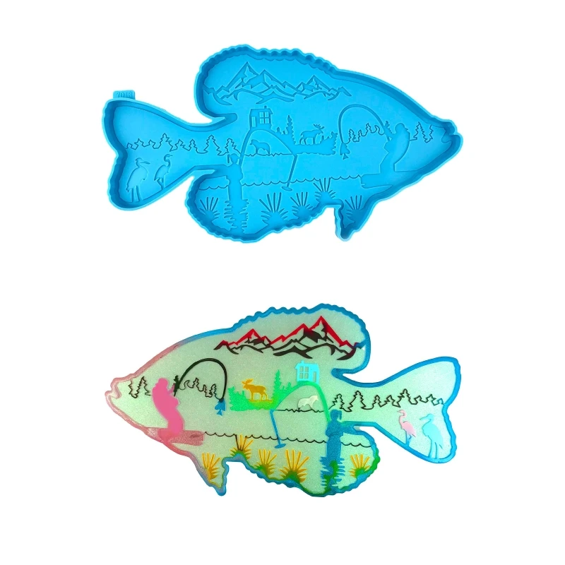 Diy Fish Ornaments Wall Pendant Decor Desktop Decoration Silicone Mold Father's Day Fishing Pendant Drop Mold N2UE