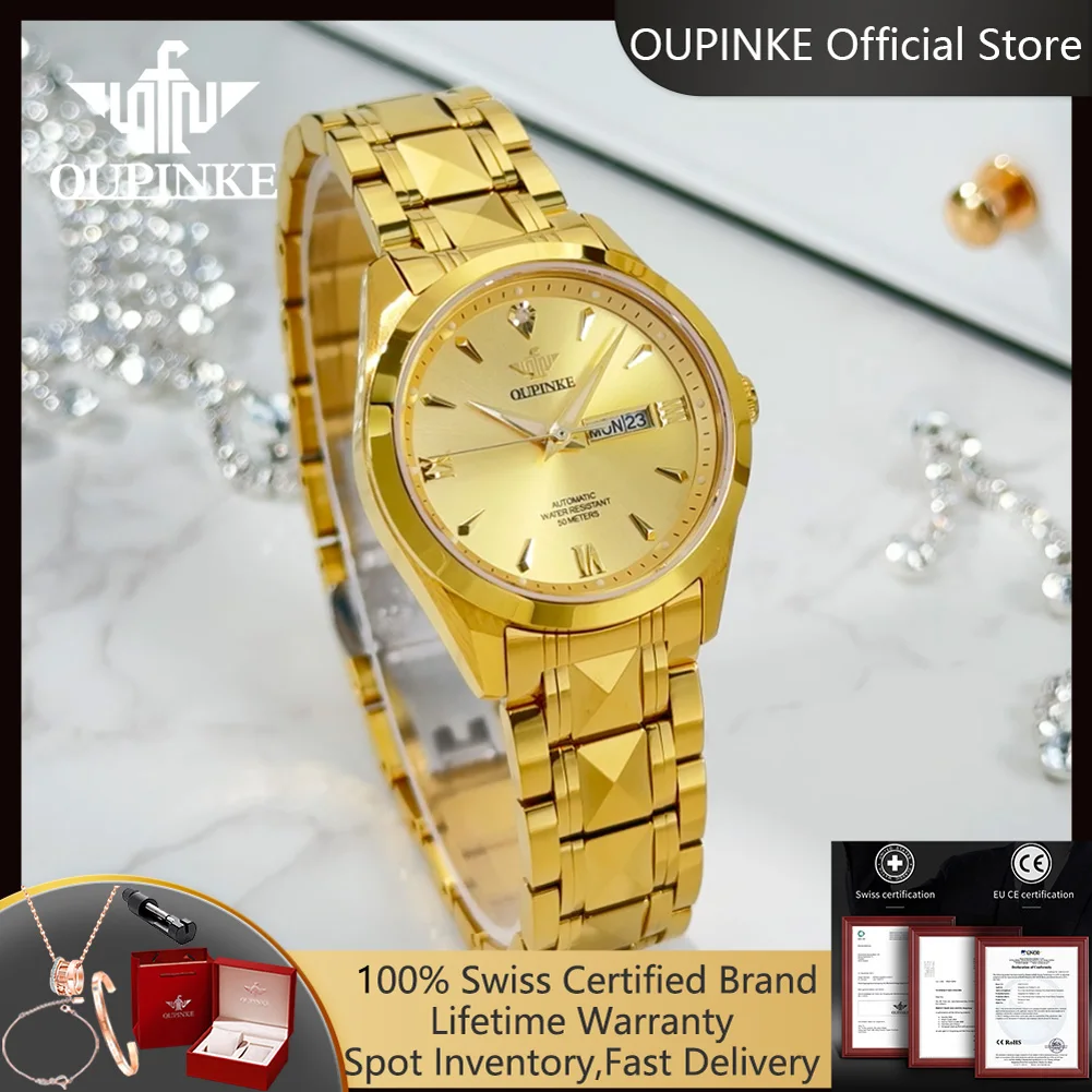 OUPINKE 3306 Женские часы с настоящими бриллиантами, оригинальные водонепроницаемые часы 50 м, роскошные японские механические женские часы с автоматическим механизмом OUPINKE 3306 Женские часы с настоящими бриллиантами, оригинальные водонепроницаемые часы 50 м, роскошные японские механические женские часы с автоматическим механизмом
