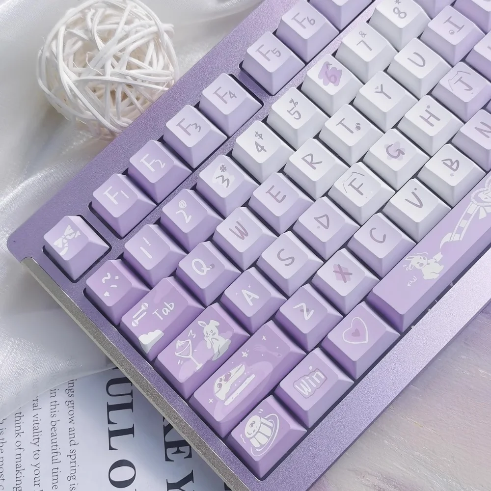 New Grape Jelly Keycap Cherry Profile PBT Thermal Sublimation Customized Mechanical Keyboard Key Caps Summer Cute Purple Keycaps