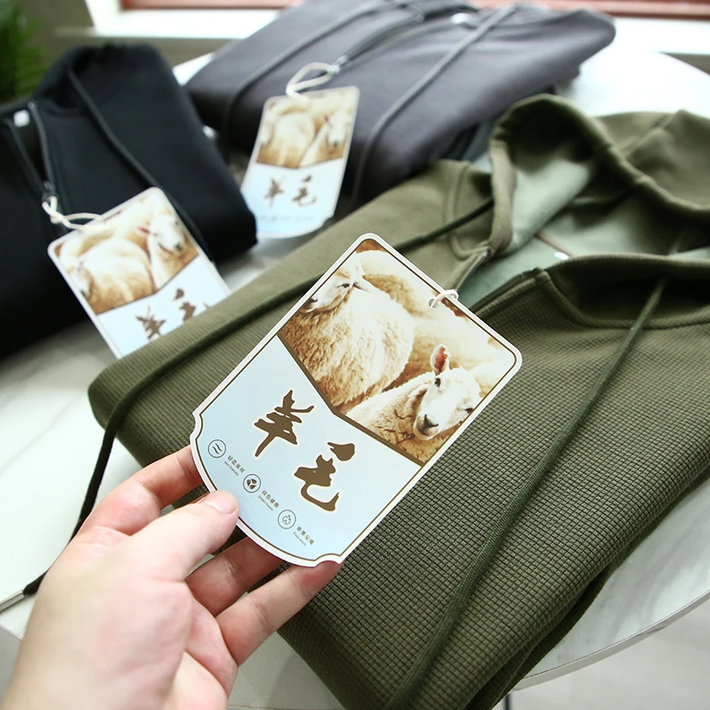 

Wool Blend Hooded Jaet Men's Faionable Casual Wfle Patterned Outerwear Stand Fit Long Sve Spring Autumn