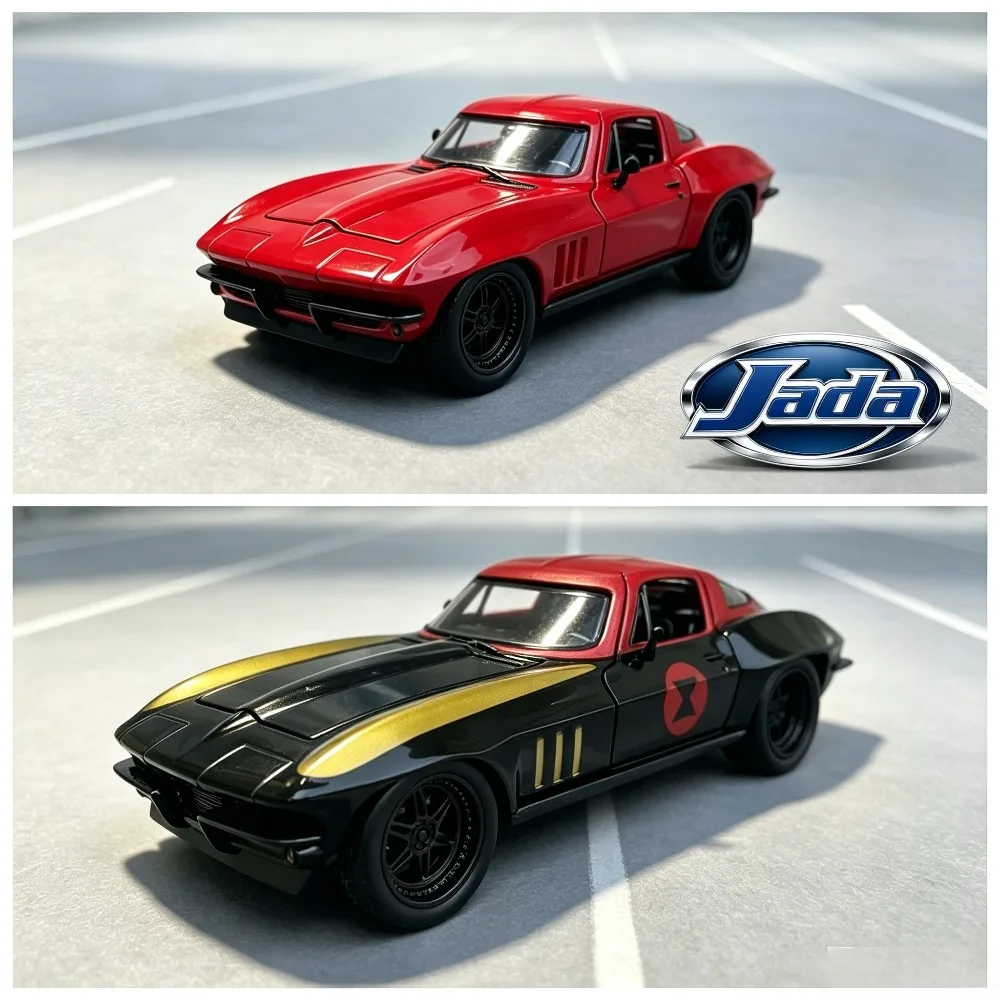 Jada 1:24 Fast & Furious 1966 Chevrolet Corvette C2 Sting Ray Diecast Model Car Red Stock / Black Widow Custom Collection Toys
