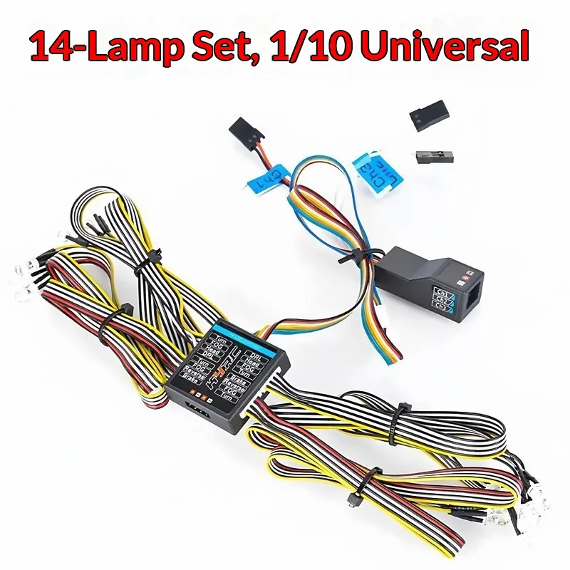 1/10 1/8 RC Car Linkage Light Group Simulation Control 14 LED DIY Light Kit Universal System Upgrade Parts Accessories Set