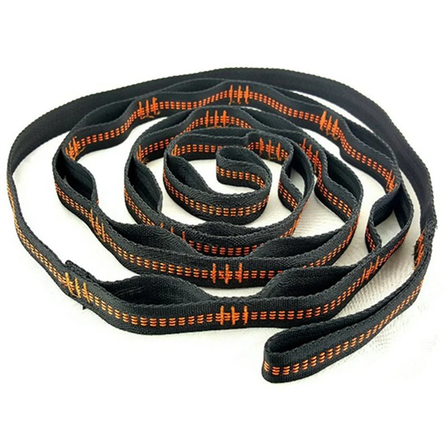 Outdoor Hammock Tree Straps Tree Tie Rope High Load-Bearing Nylon Webbing Rock Climbing Flat Belt Cover Orange